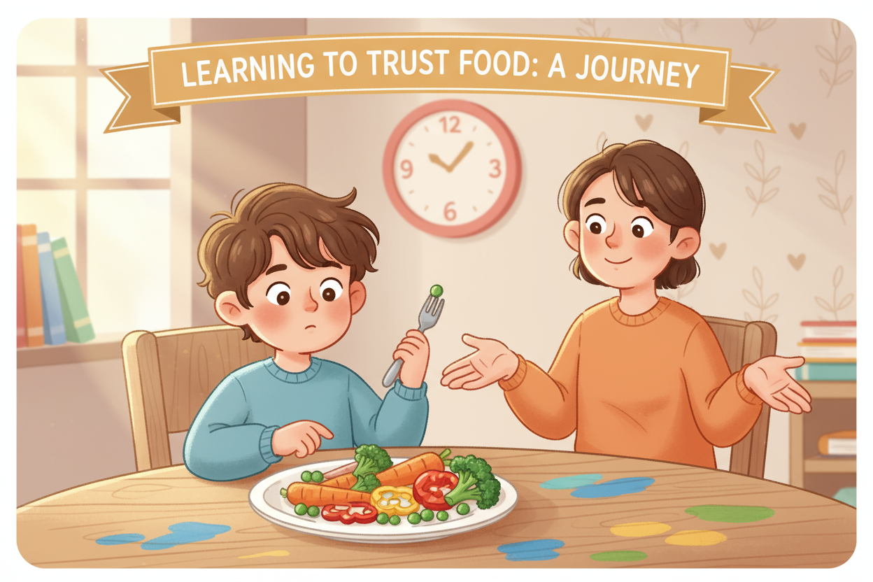 create an imagen realted with: Kids are wired to be cautious about new foods. It’s an ancient survival instinct! Add in strong senses (like taste or smell), changes in texture, or a recent tummy bug, and suddenly peas feel scary.

Understanding why picky eating happens helps you respond with empathy instead of frustration. You’re not just feeding your child—you’re teaching them how to trust food.
The key is patience, routine, and repetition.